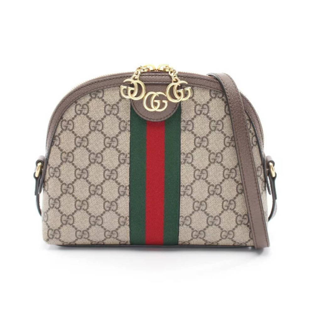 Gucci Ophidia GG Supreme Shoulder Bag Canvas Leather Beige Cream Multicolor